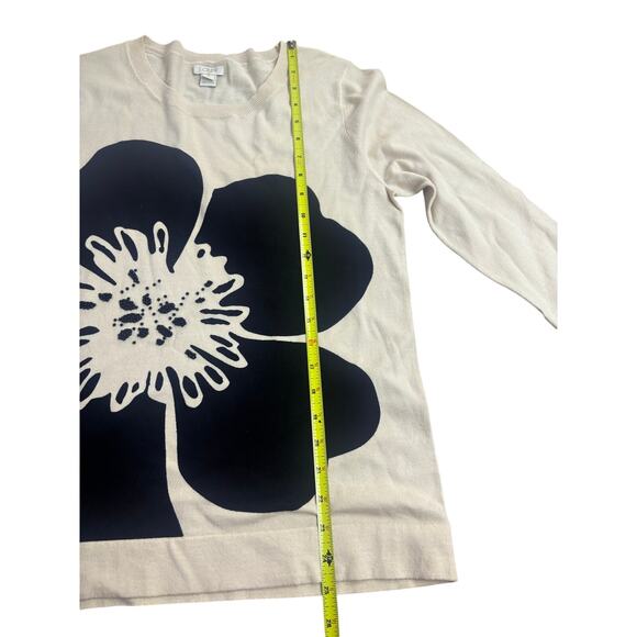 J.Crew Artsy Preppy Floral Sweater Tunic Women’s Small Bold Graphic Cotton Top - Picture 5 of 8